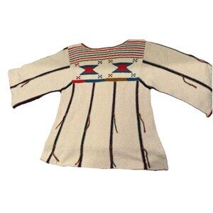 Ulla Johnson Cream Crew Neck Sweater with Decorative Pattern